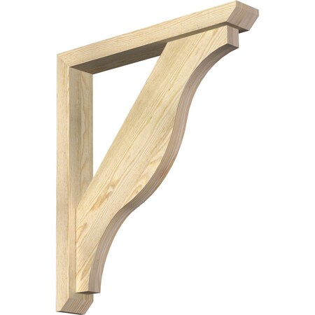 Ekena Millwork Funston Slat Rough Sawn Bracket w/ Offset Brace, Douglas Fir, 4"W x 26"D x 30"H BKT0402X26X30FST06RDF